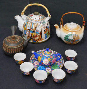 Lot 93 - Group lot - Oriental Teapots & sets - c1930s w Transfer print, 8 x