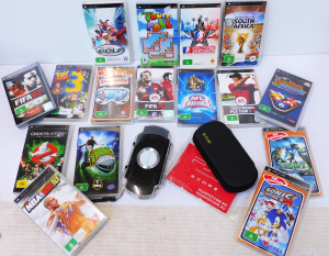 Lot 102 - Group lot - Sony PSP handheld Games Console w heaps Games incl Ghostbu