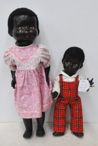 Lot 120 - 2 Vintage Pedigree Black Dolls - both with sleep eyes - Boy open mouth Lot 120 - 2 Vintage Pedigree Black Dolls - both with sleep eyes - Boy open mouth