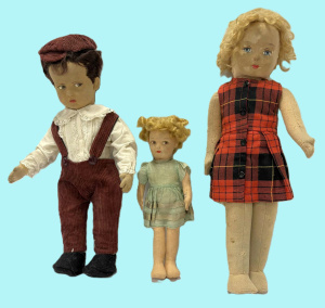 Lot 130 - 3 x 1930s felt dolls - dressed incl Small Norah Wellings, character bo