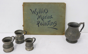 Lot 146 - Mixed Group vintage inc c1864 Pewter Tankard trophy, Set 3 tankard mea