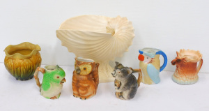 Lot 174 - Group lot vintage ceramics inc Japanese Jugs - Owls, Cockatoo, Koala e