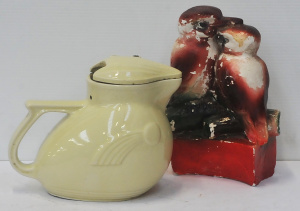 2 x Vintage Kookaburra themed items inc Nilsen Ceramic Jug, Plasterware Figure -