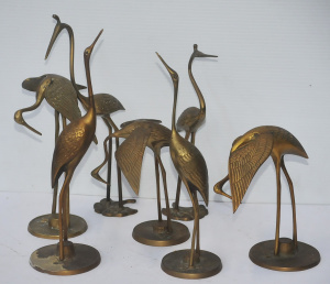 7 x Vintage Brass Waterbirds inc Storks tallest 31cm