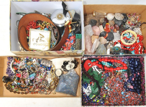 Large lot 4 x shoeboxes full Costume & other jewellery - Bling, diamontes, l