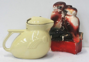 2 x Vintage Kookaburra themed items inc Nilsen Ceramic Jug, Plasterware Figure -