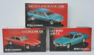 3 x boxed Unmade complete Heller Humbrol plastic Model Kits - Jaguar XJS, BMW 63