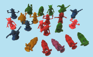 Group lot 1970-80s Rubber Suction cup Alien Figures 5 to 6cm H - Made in Hong Ko