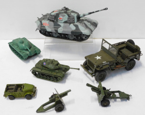 Group lot of Military Diecast & Plastic vehicles inc US Army Truck, Cresent