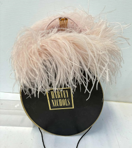 Harvey Nichols hat box with pink Osterich feather hat