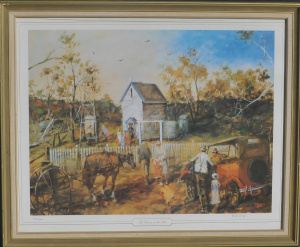 Large framed Signed Hugh Sawrey print - The Church on the Rise - Signed & nu