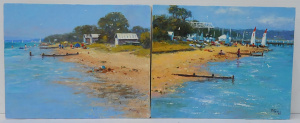 Micahel Goff (1957 - ) Pair small Oil Paintings on Canvas - Blairgowrie Blues &a