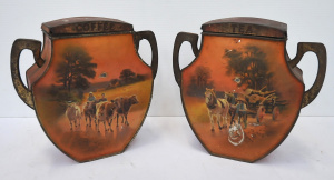 Pair Edwardian Bicuit Tins by John Buchanan & Sons Glasgow to be reused as T