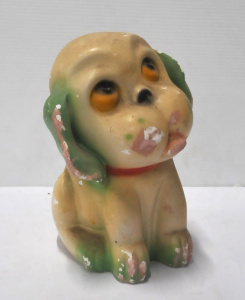 Vintage 1930s Plasterware Perky Pup Figure 23cm H - some paint loss