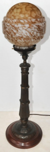 Lot 4 - Vintage tall Table Lamp - Cast Metal classical Column w Amber & Clou