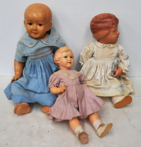 Lot 9 - 3 x Vintage celluloid dolls inc - PPMK Polland, Palitoy - England longes