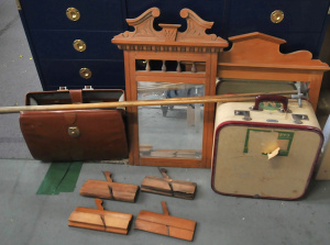 Lot 16 - Mixed Lot incl 4 x Vintage Wooden Rebbet Plane, 2 x Wall Mirrors, Leath
