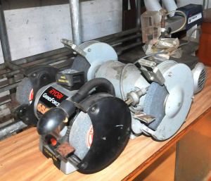Lot 38 - 3 x Power Tools incl Ryobi Grind force 6500 Bench Grinder, Ryobi 16 Scr