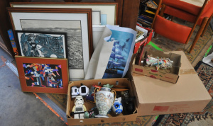 Lot 39 - Group Lot of Mixed Items incl Assorted Framed Pics, Boxed as New Ceilin Lot 39 - Group Lot of Mixed Items incl Assorted Framed Pics, Boxed as New Ceilin