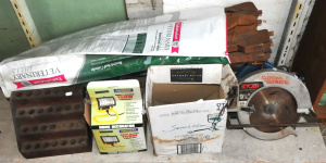 Lot 40 - Group Lot incl Vintage Army Stretcher, Auger Bits, Vintage Tool Box, Po Lot 40 - Group Lot incl Vintage Army Stretcher, Auger Bits, Vintage Tool Box, Po