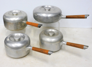 Lot 80 - Vintage 4pce set Japanese Trend Pacifics Heavy Cast Aluminium Cookware