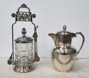 Lot 130 - 2 x Vintage Victorian EPNS Items incl Pickle Canister w Holder and Ton Lot 130 - 2 x Vintage Victorian EPNS Items incl Pickle Canister w Holder and Ton