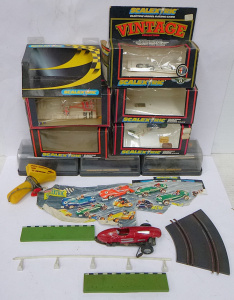 Lot 146 - Box lot - vintage Scalextric Slot Cars & access - Tinplate AF Open
