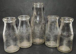 Lot 155 - 5 x Vintage Victorian Glass Milk Bottles incl Bottles from Richmond, E
