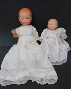 Lot 190 - 2 x Early 1900s German Bisque Headed Baby Character Dolls Inc Armand M