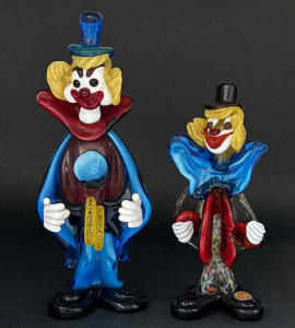Lot 201 - 2 x Retro Italian Murano Art Glass Clowns, approx 20cm & 25cm H