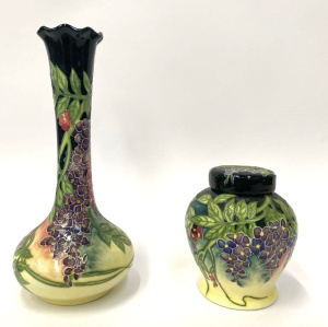 Lot 205 - 2 pces ceramics inc Old Tupton Ware Wisteria Pattern vase 20cm H &