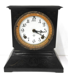 Lot 209 - Vintage Ansonia Mantle Clock w Slate Body - Made in USA Lot 209 - Vintage Ansonia Mantle Clock w Slate Body - Made in USA