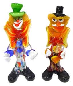 Lot 221 - 2 x Murano Art Glass clowns one with label 22cm to 23cm H