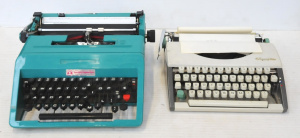 2 x Retro Portable Typewriters incl Olympus Deluxe in Case & Blue Tyewriter