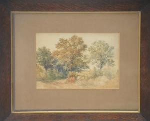 Artist Unknown - Framed c1880 - 1900 Watercolour - Country Scene w Gate & Pa