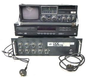 Lot 12 - 3 pieces - AV equipment inc di 100 Watt PA Rack Amplifier, Hanimex Port