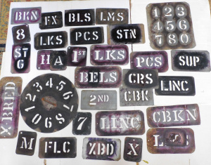 Lot 35 - Group lot Vintage Tin Stencils - Numbers - Letters, various fonts &