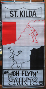 Lot 53 - Large vintage VFL St Kilda Saints Woven Nylon Mat Wall Hang - The High Lot 53 - Large vintage VFL St Kilda Saints Woven Nylon Mat Wall Hang - The High