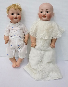 Lot 73 - 2 x early 1900s Bisque Headed Baby Toddler dolls inc, Heubach Koppelsd