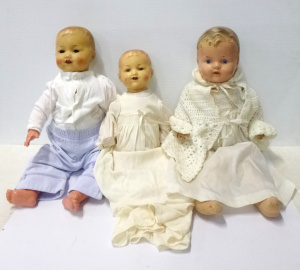 Lot 92 - 3 x Vintage Composition headed with padded bodies Baby Dolls inc ,2 x