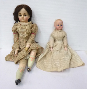 Lot 103 - 2 x Victorian Dolls inc, one with composition head, shoulders and lowe