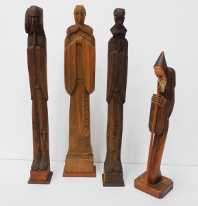Lot 112 - Group lot - Carved wooden Stylised Religious Figures - set of 3 & Lot 112 - Group lot - Carved wooden Stylised Religious Figures - set of 3 &
