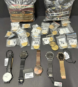 Lot 115 - Lge Grp watch related items - 5 x new Manfred Cracco gents watches, l