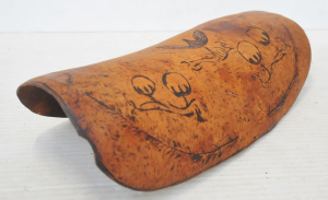 Lot 128 - Vintage Wooden Aboriginal Coolamon w Poka-Work Decoration Lot 128 - Vintage Wooden Aboriginal Coolamon w Poka-Work Decoration