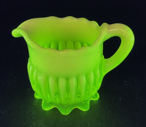 Lot 159 - Victorian Davidson Uranium Citrine Glass Creamer with Vaseline rim - s