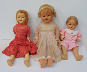 Lot 172 - 3 x Vintage 1930s - 50s Composition Dolls, all with sleep eyes, one wi