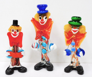 Lot 180 - 3 x Vintage Murano Art Glass Clowns - Large Bow ties & jovial face