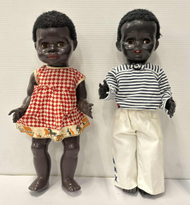 Lot 184 - 2 x black Pedigree hard plastic Dolls - both dressed approx 40 cms L Lot 184 - 2 x black Pedigree hard plastic Dolls - both dressed approx 40 cms L