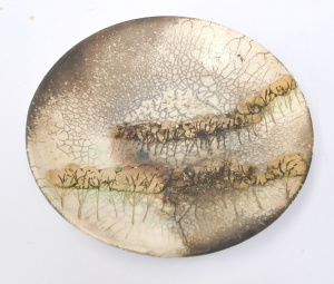 Lot 219 - Jeff Mincham (1950 - ) Australian Pottery Charger - Treelines - Crackl
