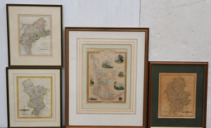 4 x Framed 19th C & earlier Engraved Maps - Western Australia Swan River by